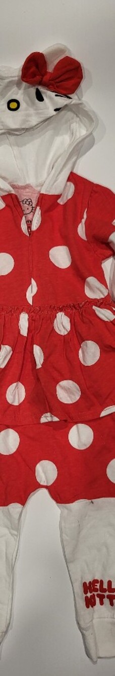 Hello Kitty Red and White Hooded Zip Baby Romper